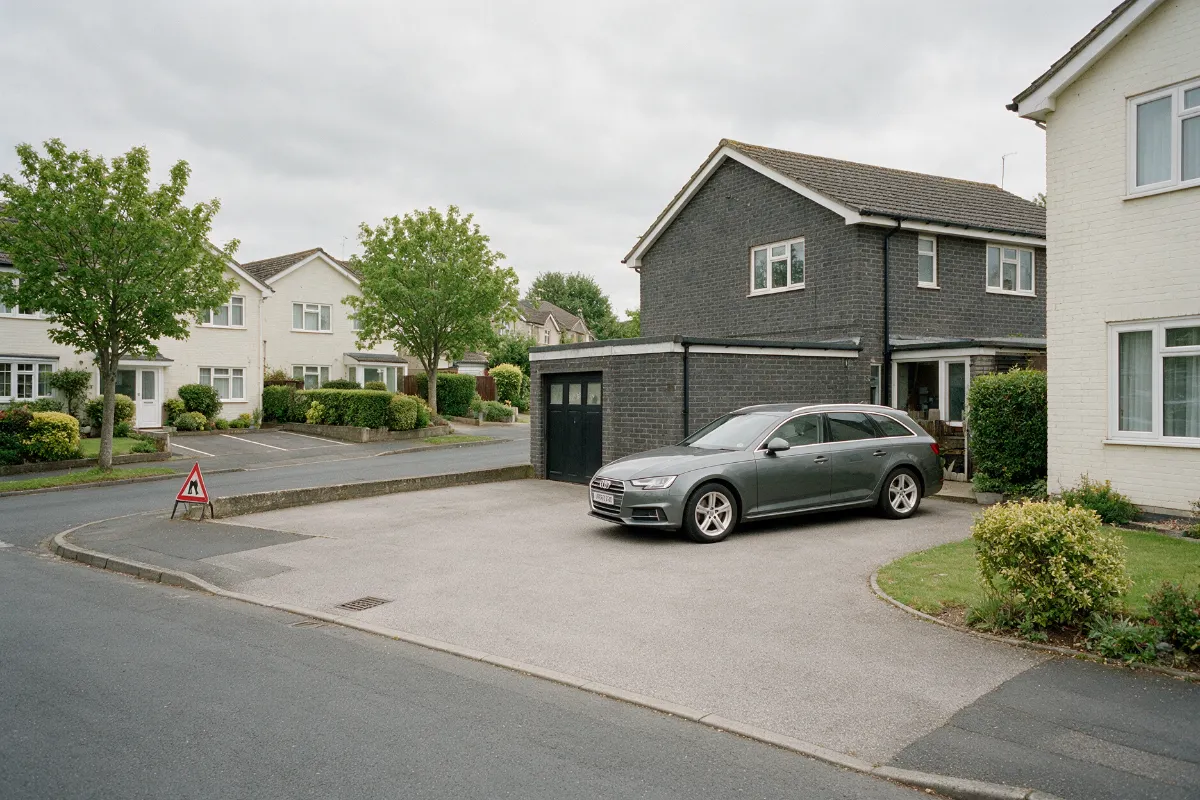 Like for like replacement hire car parked outside a house while the owner's car is repaired