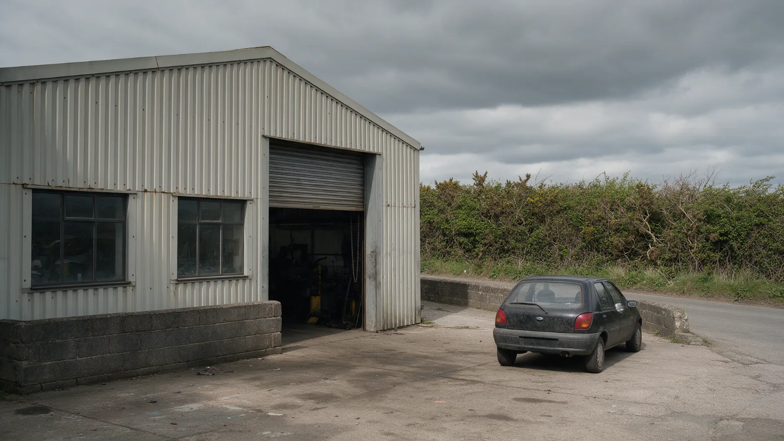 Industrial unit workshop entrance on Wentloog Road in Rumney, Cardiff